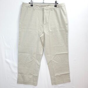 Lady Vesi‎ Khaki Tan Cropped Chino Pants Women 12 Stretch Cotton Capris Neutral